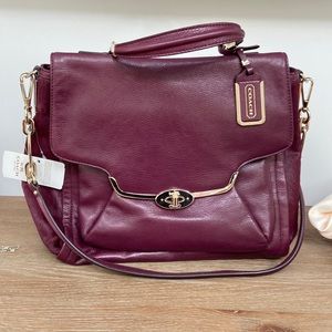 Coach Madison Bag Sadie satchel in deep wine with hair calf side panels